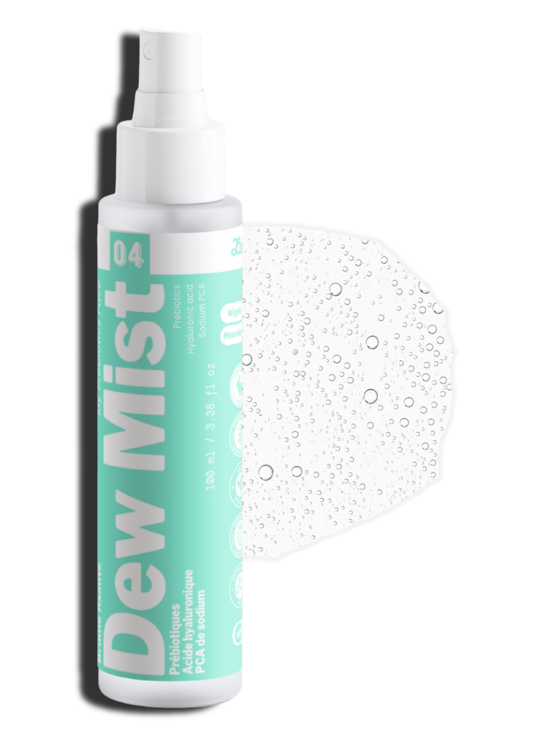 Visuel de présentation de Dew Mist de Luminesse Paris, brume visage prébiotique hydratante. L’image accompagne la fiche produit et met en contexte les actifs humectants et prébiotiques du soin, conçu pour rafraîchir la peau et compléter une routine quotidienne légère.