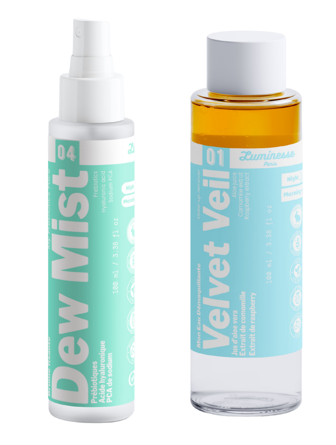 Visuel de galerie du Duo Clean Slate de Luminesse Paris avec Velvet Veil et Dew Mist.