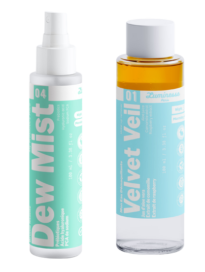 Visuel de galerie du Duo Clean Slate de Luminesse Paris avec Velvet Veil et Dew Mist.