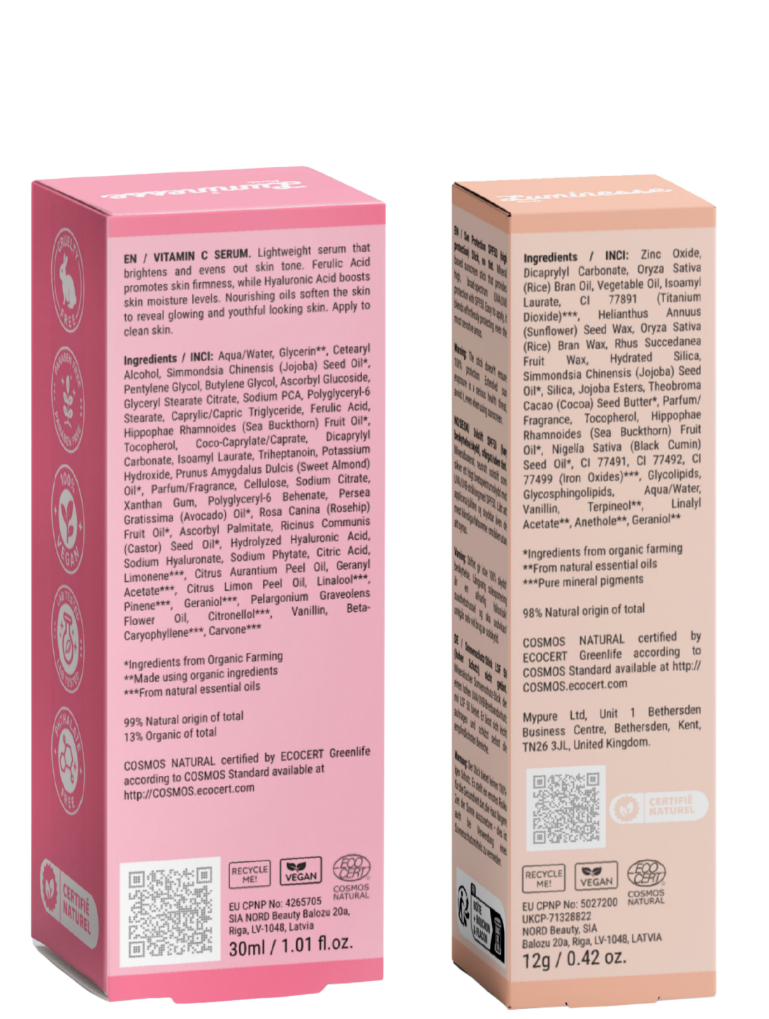 Visuel de présentation du Duo Éclat & Protection de Luminesse Paris, routine visage vitamine C et protection solaire SPF 50.