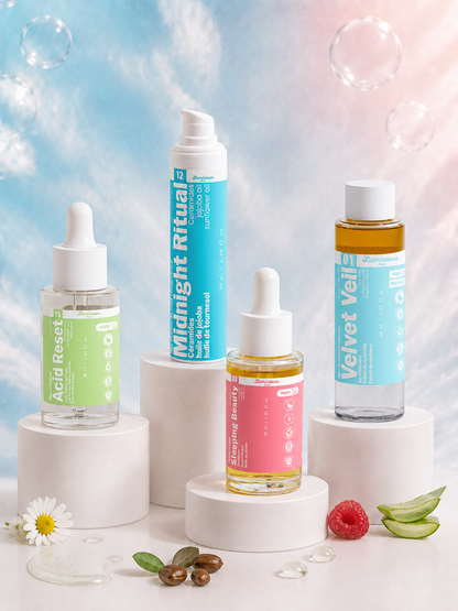Night Repair Ritual de Luminesse Paris, routine de soins visage du soir en quatre étapes.