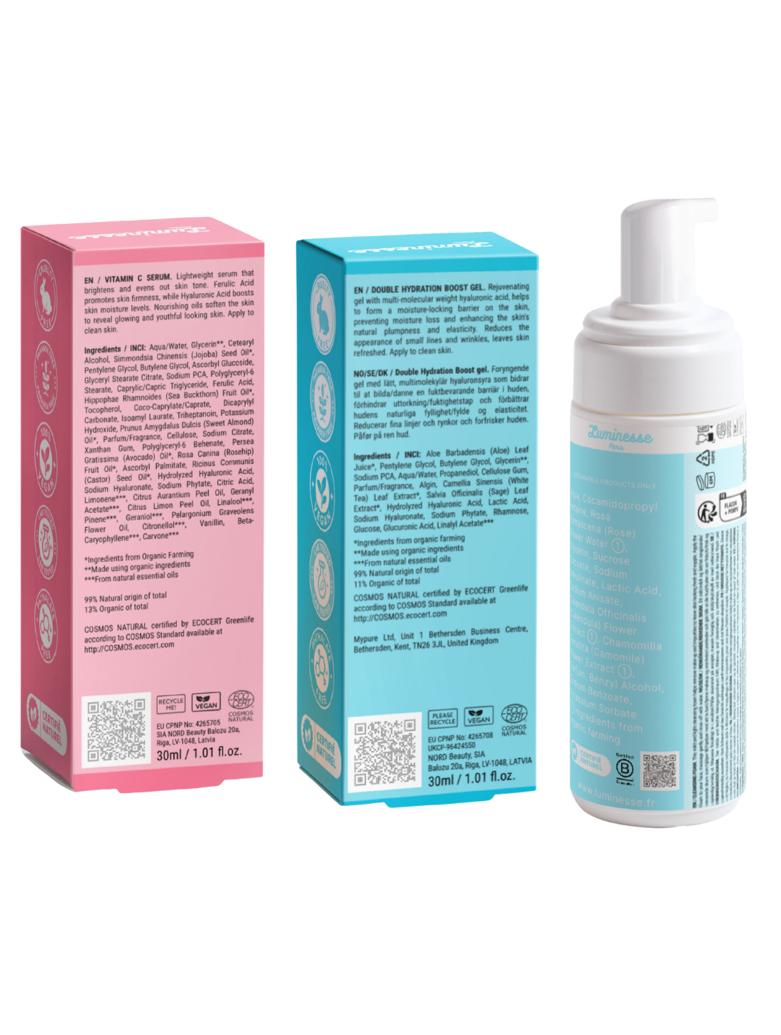 Visuel de présentation du Trio Glow Starter de Luminesse Paris, routine visage nettoyage, éclat et hydratation.